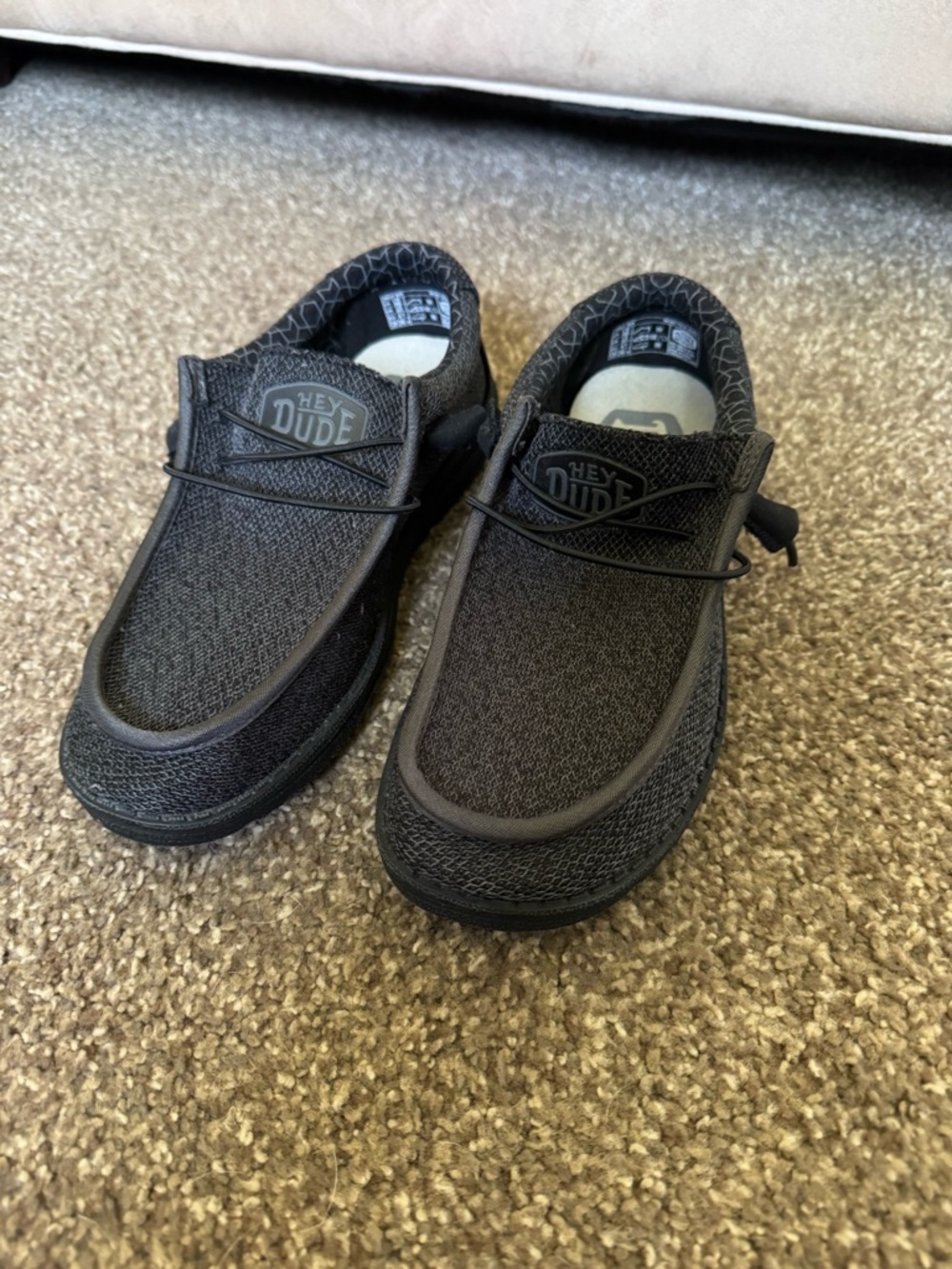 Hey Dude Black Knit Slip-On Loafers